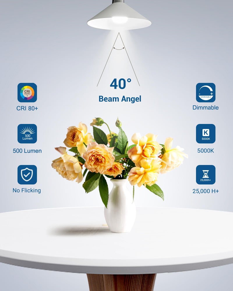 DEWENWILS 6-Pack GU10 LED Light Bulb, Dimmable 5000K Daylight GU10 Bulb Replacement for Track Lighting, 7W(50W Equivalent) LED Bulbs for Living Room, Kitchen Range Hood, Bathroom, 500LM - Image 2