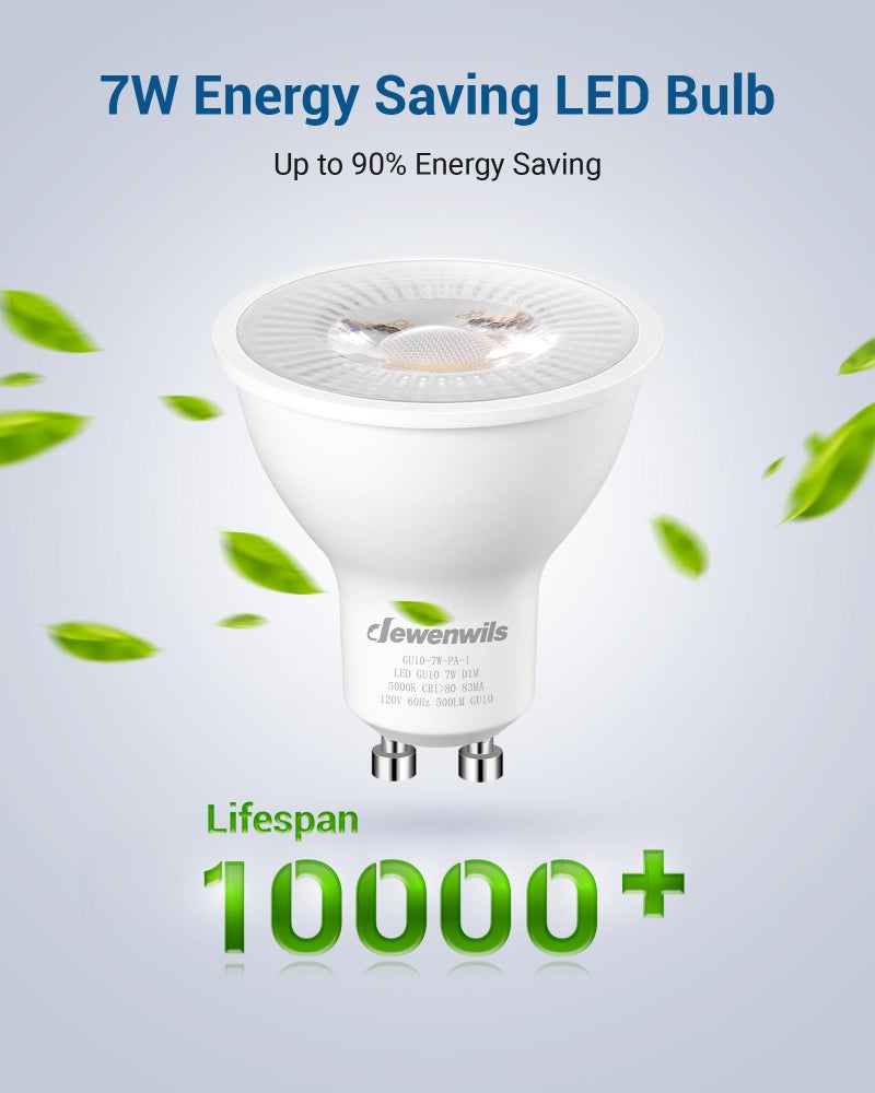 DEWENWILS 6-Pack GU10 LED Light Bulb, Dimmable 5000K Daylight GU10 Bulb Replacement for Track Lighting, 7W(50W Equivalent) LED Bulbs for Living Room, Kitchen Range Hood, Bathroom, 500LM - Image 5