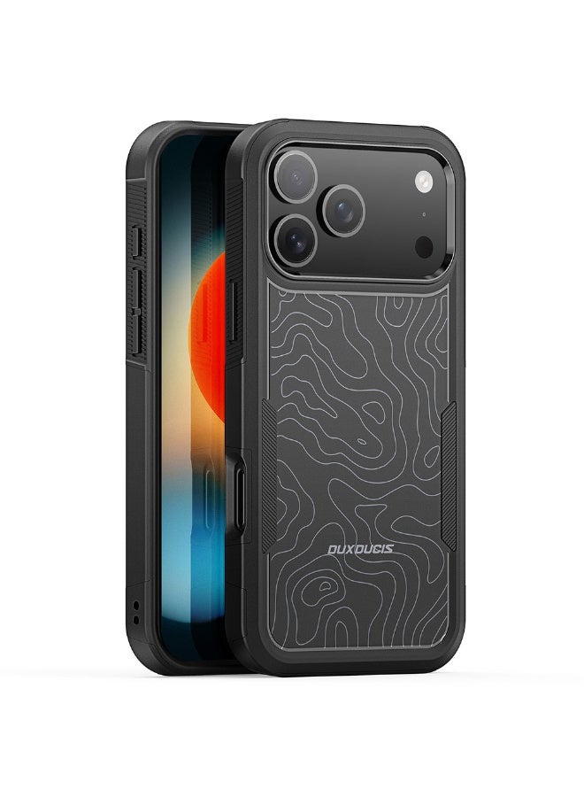 دوكس دوتشيز جراب مغناطيسي لهاتف ايفون 17 برو ماكس من سلسلة شليد للحماية من السقوط حتى ارتفاع 10 أقدام مصنوع من مادة البولي يوريثين الحراري + غطاء هاتف من مادة تيبي يو  - Contour Pattern - Image 1