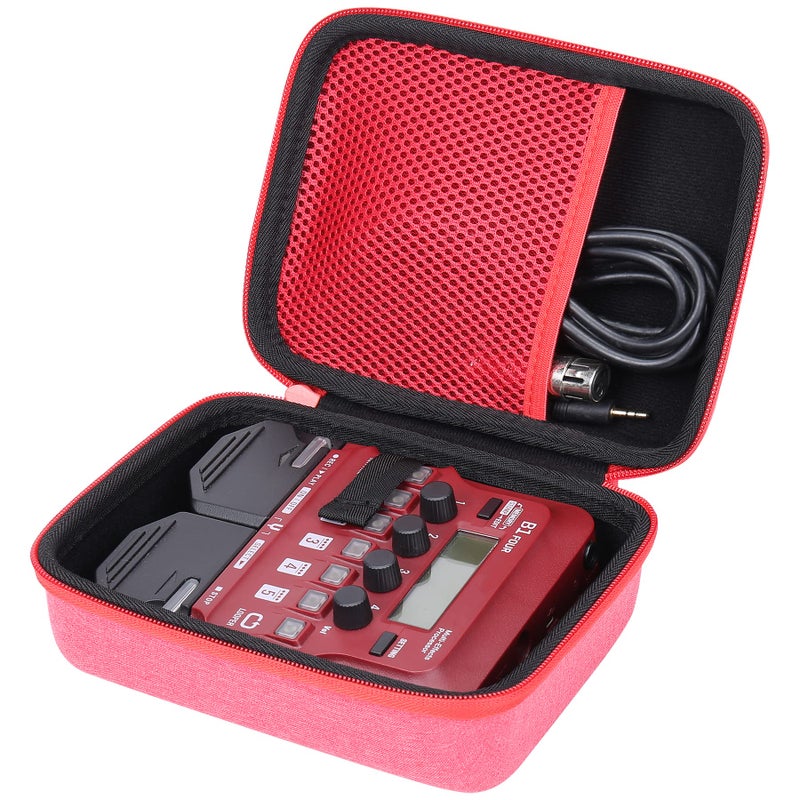 Co2Crea حافظة co2CREA الصلبة البديلة لجهاز Zoom FOUR بيس غيتار متعدد التأثيرات (حافظة Zoom G1 B1 A1 FOUR بيس غيتار، حافظة حمراء) - Image 3