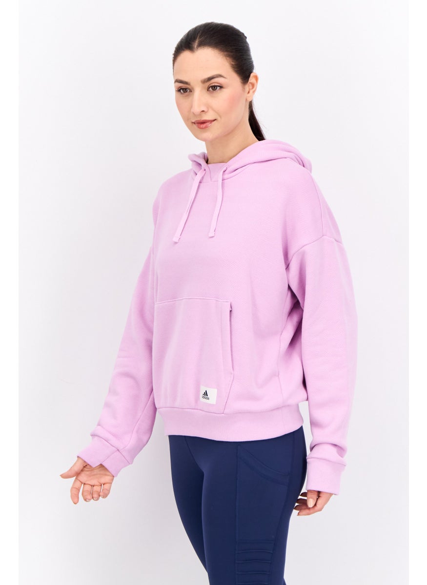 Adidas - Women Loose Fit Textured Outdoor Hoodie, Pink - Image 1