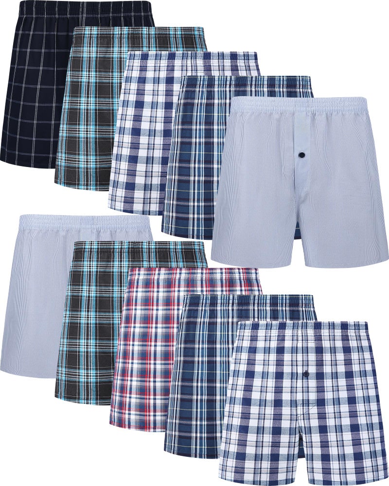 JupiterSecret Men's Woven Boxers Underwear Pack Cotton Boxer Shorts Assorted Colors - Image 1