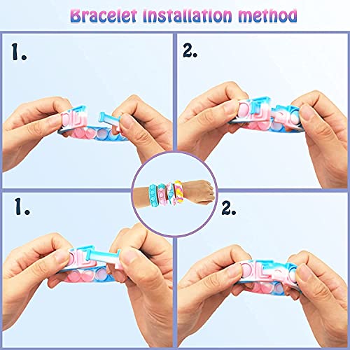 VGRASSP Pop It Fidget Sensory Toys, Stress Relief Silicone Pressure Relieving, Squeeze Novelty Return Gift, Friendship Band Children and Adults - Color As Per Stock (Hand Band - Pack of 6) - Image 3