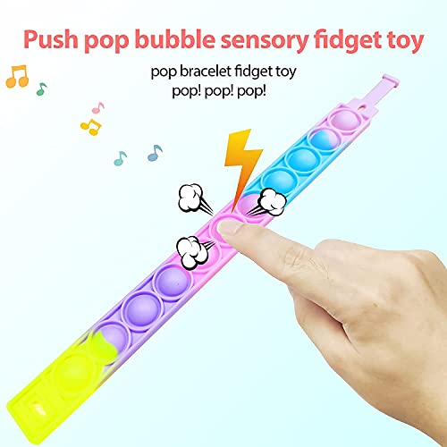 VGRASSP Pop It Fidget Sensory Toys, Stress Relief Silicone Pressure Relieving, Squeeze Novelty Return Gift, Friendship Band Children and Adults - Color As Per Stock (Hand Band - Pack of 6) - Image 5