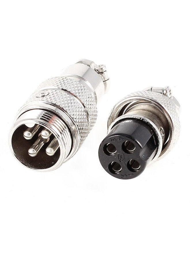 uxcell Female + Male 4 Pin Microphone Connector Adapter Set Black Blue Silver Tone - Image 1