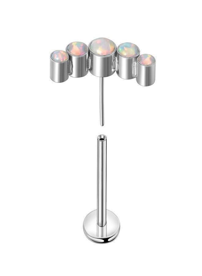 Lantine White Oapl Threadless Helix Piercing Jewelry Flat Back Stud Earrings Implant Grade F136 titanium Climber Cartilage Earring Lip Labret Medusa Tragus Inner Conch Piercing Stud 8mm - Image 1