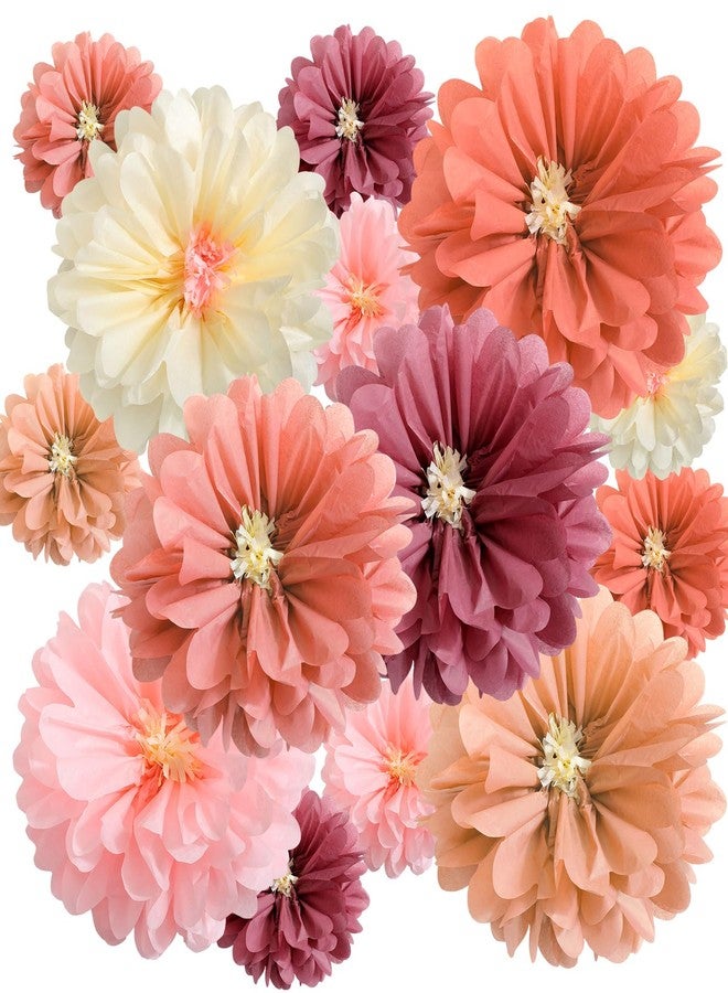Watersay 12 Pcs Large Mexican Tissue Paper Flowers 20" 10" Giant Colorful Fiesta Paper Flowers Pom Paper Flowers Mexican Paper Flowers for Floral Party Backdrop Wedding Birthday Party (Multicolor) - Image 1