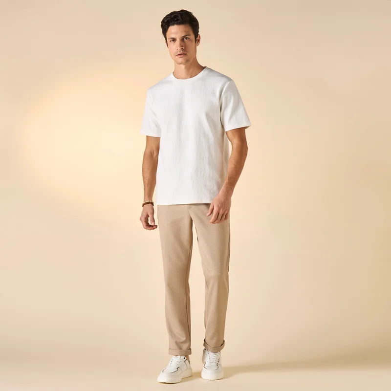 Iconic Iconic Textured T-shirt with Short Sleeves