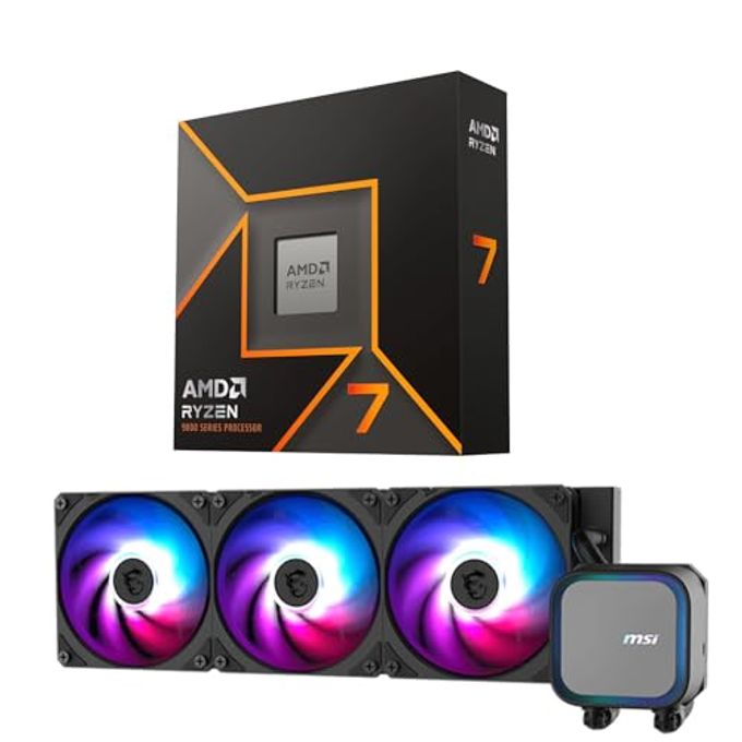 Micro Center Cpu Aio Combo Amd Ryzen 7 9700X Processor With Msi Mag Coreliquid A13 360 Aio Argb Cpu Liquid Cooler 360Mm Radiator Lga 1700/1851 / Am5/ Am4 Compatible - Image 1