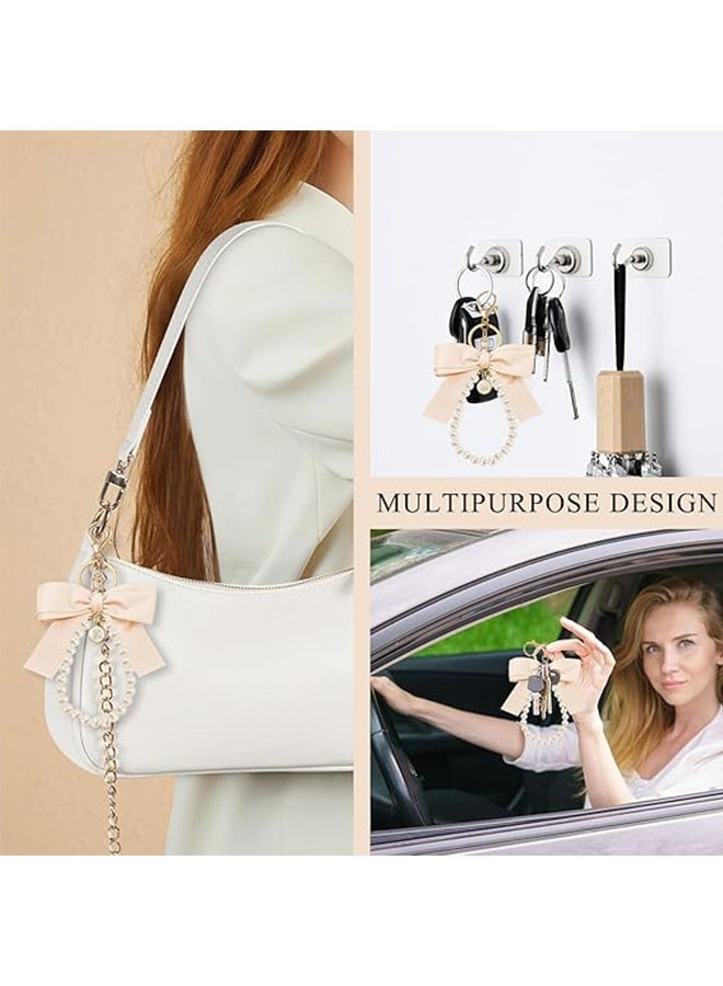 كوانتوم سلسلة مفاتيح مكونة من 3 قطع، سلسلة مفاتيح على شكل فيونكة وردية للنساء، إكسسوار لطيف على شكل حقيبة، هدية مثالية للفتيات - Image 5