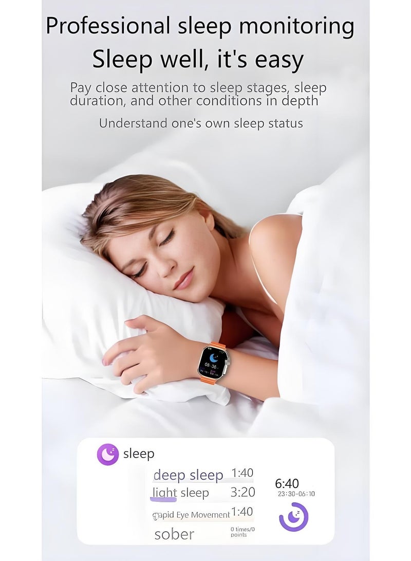 ساعة ذكية T500ULTRA، ساعة ذكية للأعمال، ساعة لياقة بدنية مقاومة للماء، مكالمات بلوتوث، متوافقة مع أندرويد وIOS، شاشة IPS، مراقبة معدل ضربات القلب، أخضر - Image 4