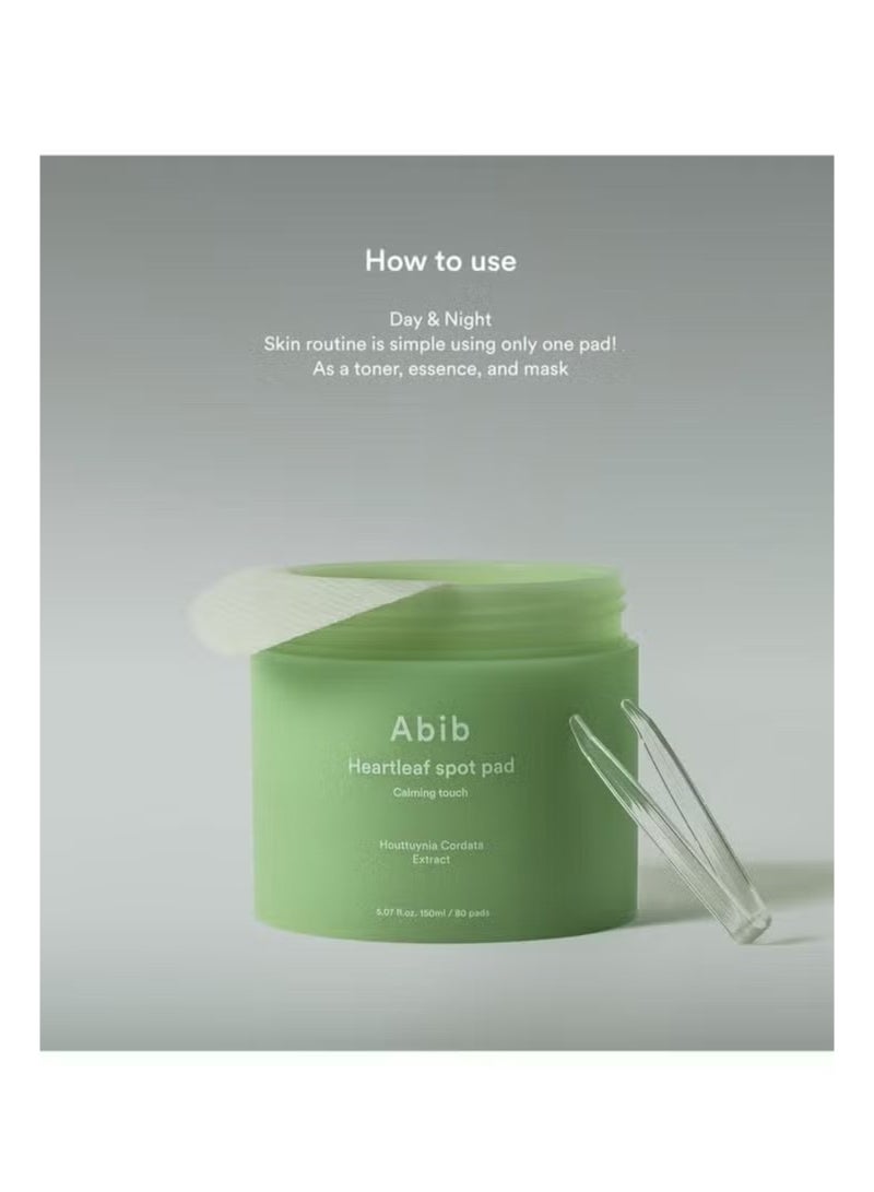 ابيب Abib Heartleaf Spot Pad تهدئة اللمس 80 وسائد الحبر وسائد الإغاثة من أحمرار الوجه تهدئة فورية ترطيب الوجه الحبر نسيج خفيف سهل الاستخدام - Image 3