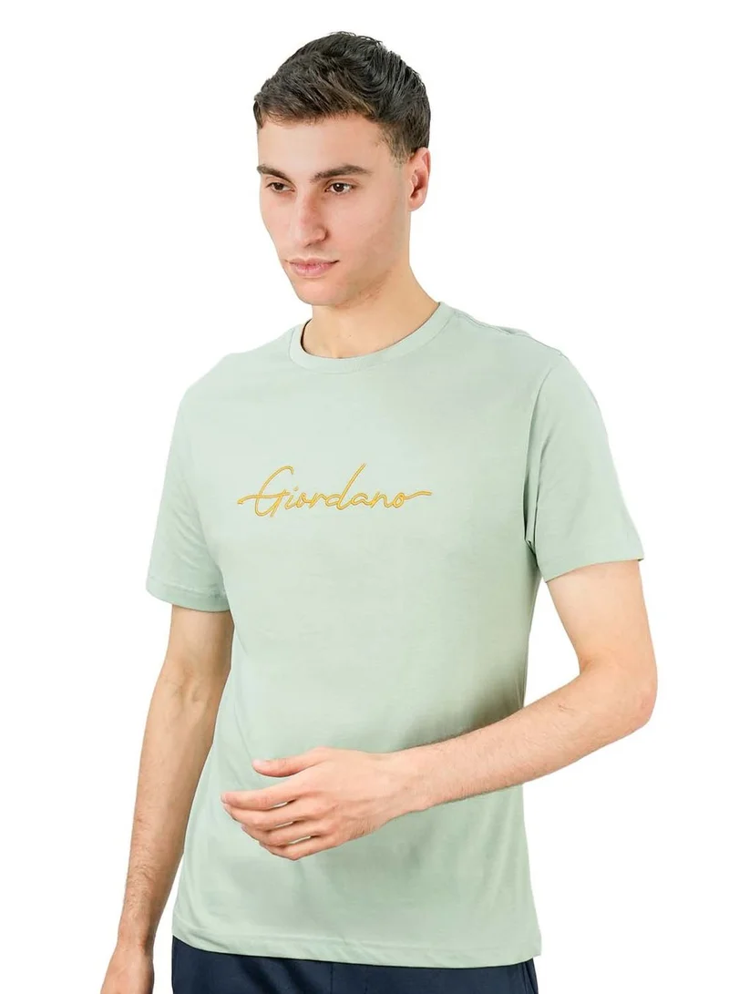 جيوردانو تيشيرت قطن رجالي بياقة دائرية وطبعة مميزة