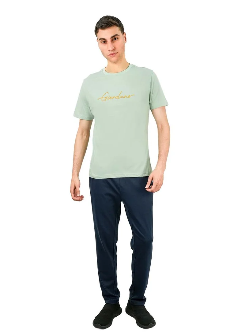 جيوردانو تيشيرت قطن رجالي بياقة دائرية وطبعة مميزة