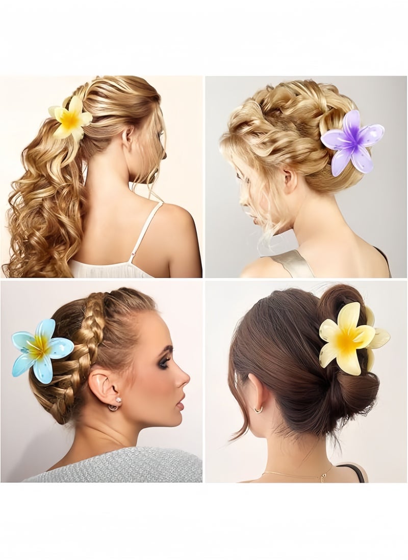 Lesha 4 Pcs Flower Hair Claw Clips for Thick Hair, Strong Hold Nonslip, Cute Large Hair Clips, Hair Accessories for Women  - Image 4