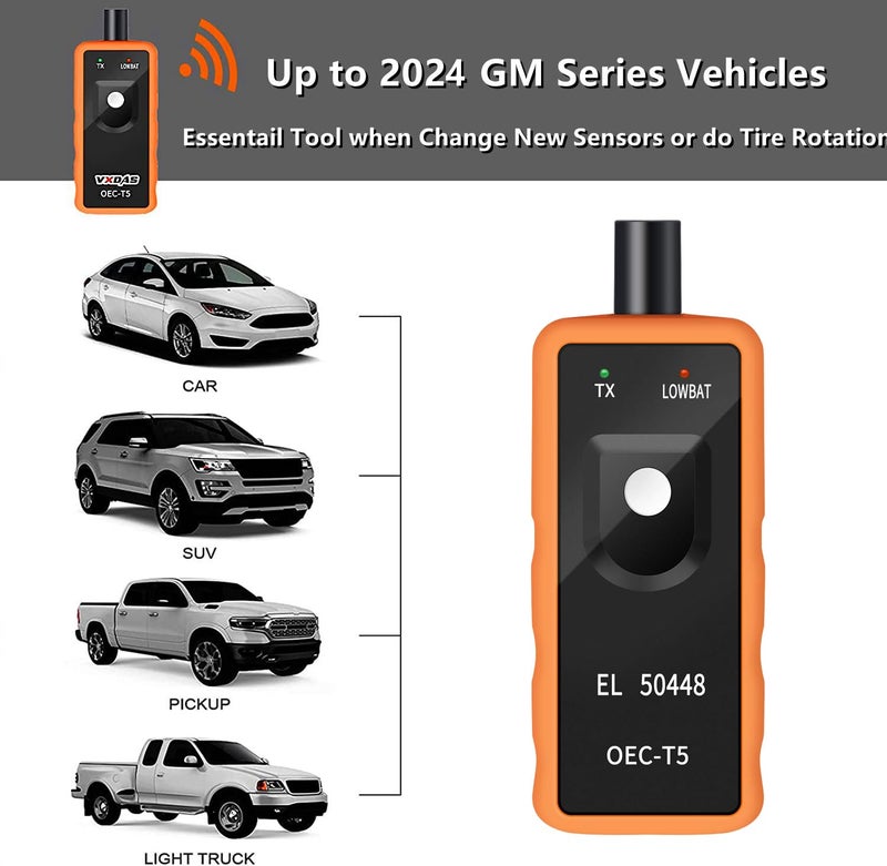 VXDAS TPMS Relearn Tool el-50448 for GM Tire Sensors Pressure Monitor System Reset Tool TPMS Activation Tool OEC-T5 for Buick, Chevy, Cadillac,GMC- 2024 Edition - Image 2