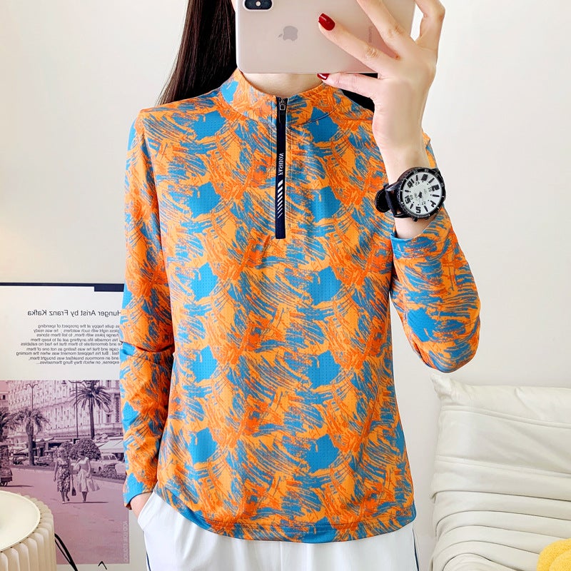 2025 Ice Silk Cool Stretch Quick-Drying Clothes Women''s Spring and Summer New Long-Sleeved Loose Slim Fashion Lightweight Quick-Drying T-Shirt - Image 4