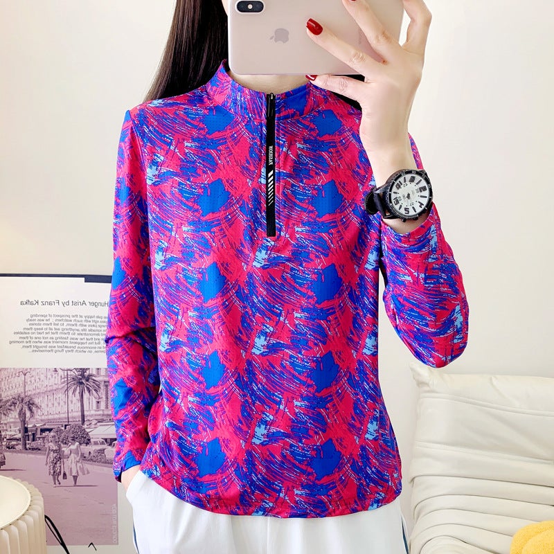 2025 Ice Silk Cool Stretch Quick-Drying Clothes Women''s Spring and Summer New Long-Sleeved Loose Slim Fashion Lightweight Quick-Drying T-Shirt - Image 5