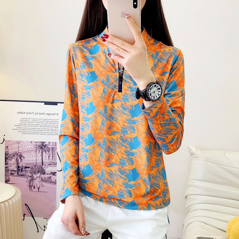 2025 Ice Silk Cool Stretch Quick-Drying Clothes Women''s Spring and Summer New Long-Sleeved Loose Slim Fashion Lightweight Quick-Drying T-Shirt - Image 3