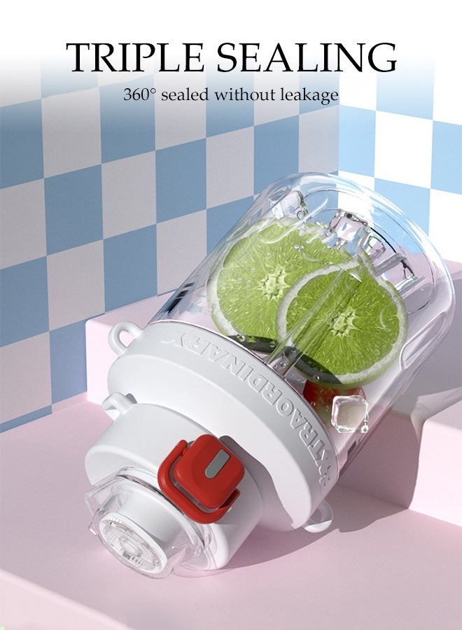 DUNISO 850ML Portable Sports Water Bottles Leak Proof Design Plastic Water Bottle 2 Ways Drinking Water Reusable Big Drink Water Bottles with Shoulder Strap BPA Free Gym Bottle for for Travel Picnic Camping Hiking School Office - Image 2