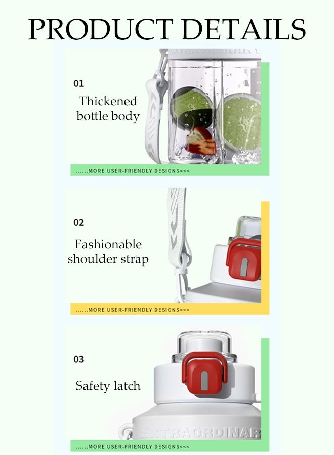 DUNISO 850ML Portable Sports Water Bottles Leak Proof Design Plastic Water Bottle 2 Ways Drinking Water Reusable Big Drink Water Bottles with Shoulder Strap BPA Free Gym Bottle for for Travel Picnic Camping Hiking School Office - Image 5