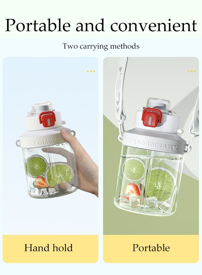 DUNISO 850ML Portable Sports Water Bottles Leak Proof Design Plastic Water Bottle 2 Ways Drinking Water Reusable Big Drink Water Bottles with Shoulder Strap BPA Free Gym Bottle for for Travel Picnic Camping Hiking School Office - Image 3