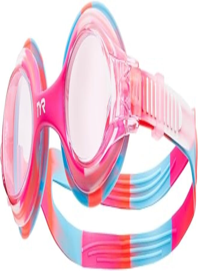 TYR Youth Tie Dye Swimple Goggles, Pink/White, One Size, Age 3-10
