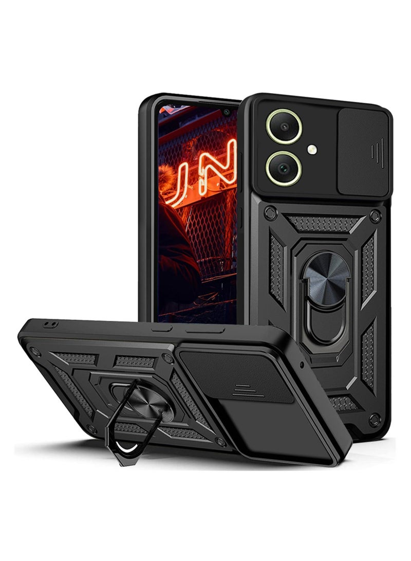 Samsung Galaxy A05 4G Case, Slide Camera Lens Cover + 360°Rotating Kickstand Ring + Support Magnetic Car Mount Shockproof Mobile Phone Case - Image 1