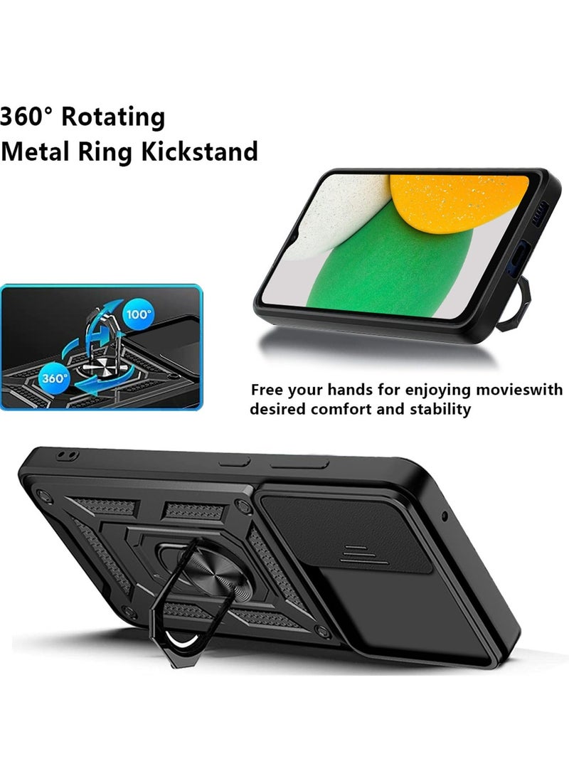 Samsung Galaxy A05 4G Case, Slide Camera Lens Cover + 360°Rotating Kickstand Ring + Support Magnetic Car Mount Shockproof Mobile Phone Case - Image 3
