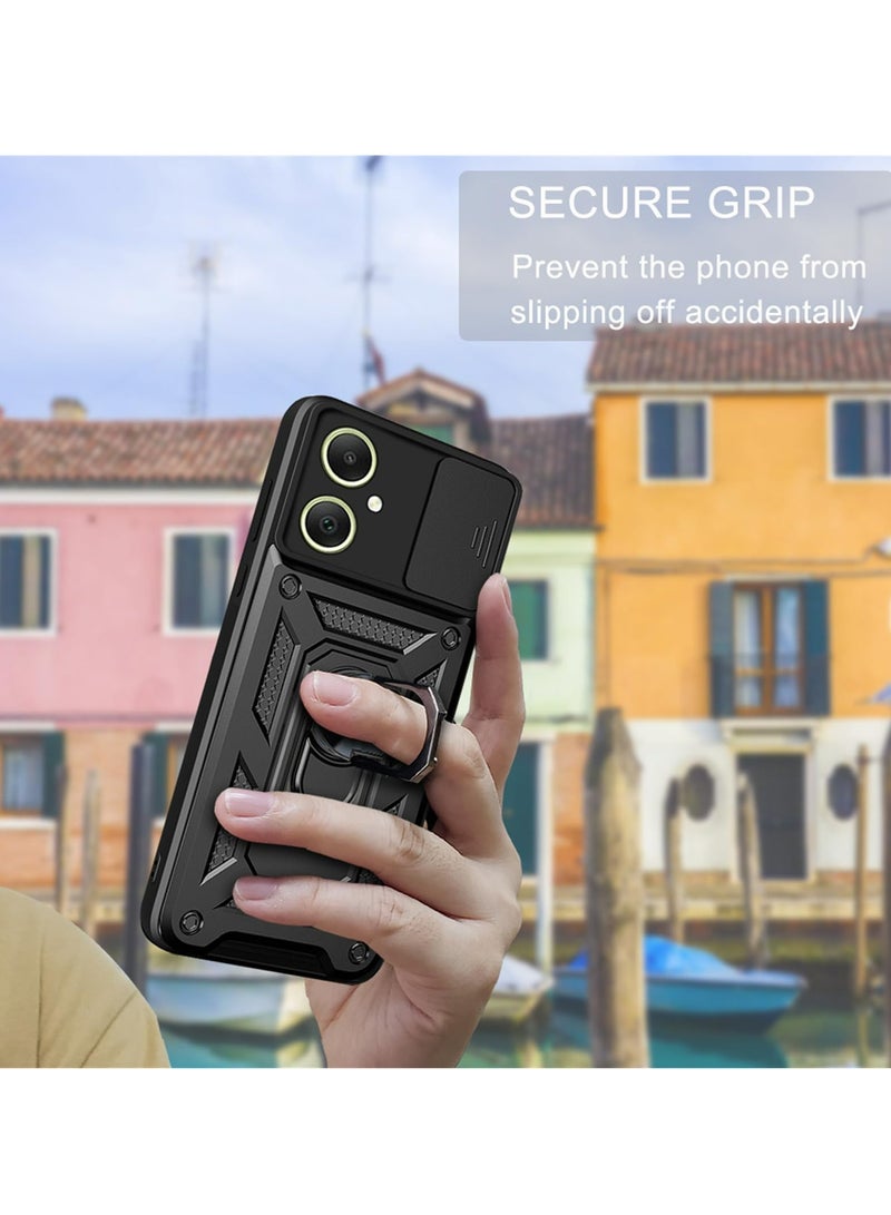 Samsung Galaxy A05 4G Case, Slide Camera Lens Cover + 360°Rotating Kickstand Ring + Support Magnetic Car Mount Shockproof Mobile Phone Case - Image 5