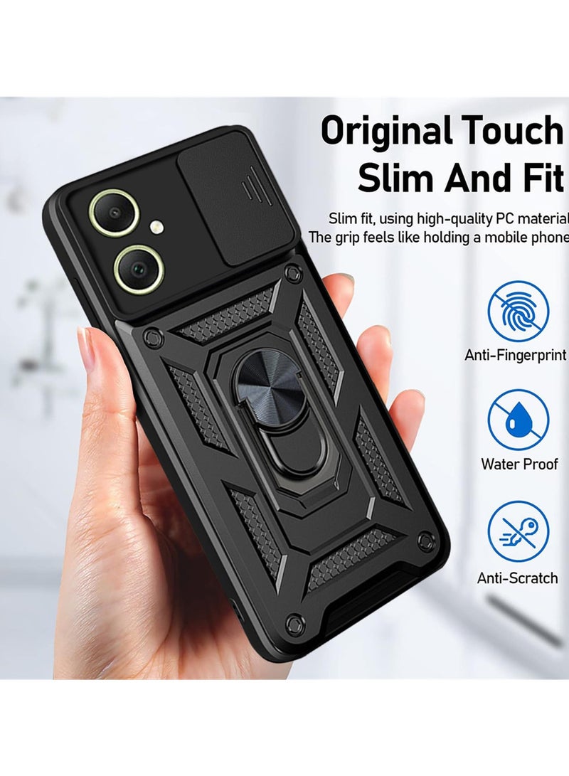 Samsung Galaxy A05 4G Case, Slide Camera Lens Cover + 360°Rotating Kickstand Ring + Support Magnetic Car Mount Shockproof Mobile Phone Case - Image 4