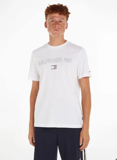 TOMMY HILFIGER Men's Hilfiger 1985 Collection Featuring a Crew Neck T-Shirt - Cotton, White