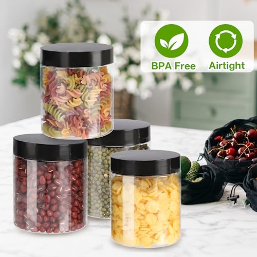 Mfacoy 6 Pack Plastic Jars with Lids, 8 oz Clear Storage Container, Leakproof Plastic Mason Jars, Empty Round Slime Container, Cosmetic Jars for Storing Dry Food, Peanut, Spice, Cookie, Candy - Image 4