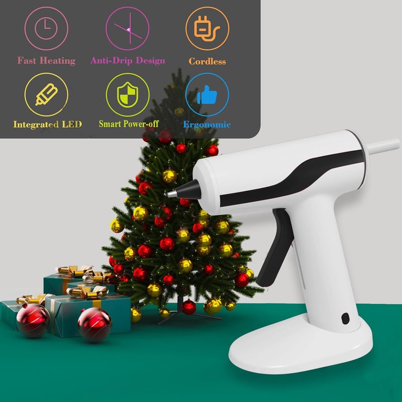 MONVICT Cordless Hot Melt Glue Gun, Smart Power-Off with 2.2 Ah Built-in Battery USB-C Rechargeable Mini Glue Gun Kit, 40 Pcs Glue Sticks, 10 Pcs Craft sticks, Carrying Case for DIY Craft Gift, White - Image 5