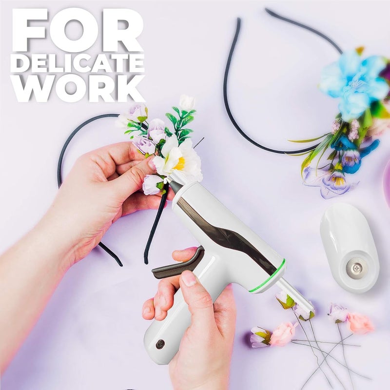 MONVICT Cordless Hot Melt Glue Gun, Smart Power-Off with 2.2 Ah Built-in Battery USB-C Rechargeable Mini Glue Gun Kit, 40 Pcs Glue Sticks, 10 Pcs Craft sticks, Carrying Case for DIY Craft Gift, White - Image 4