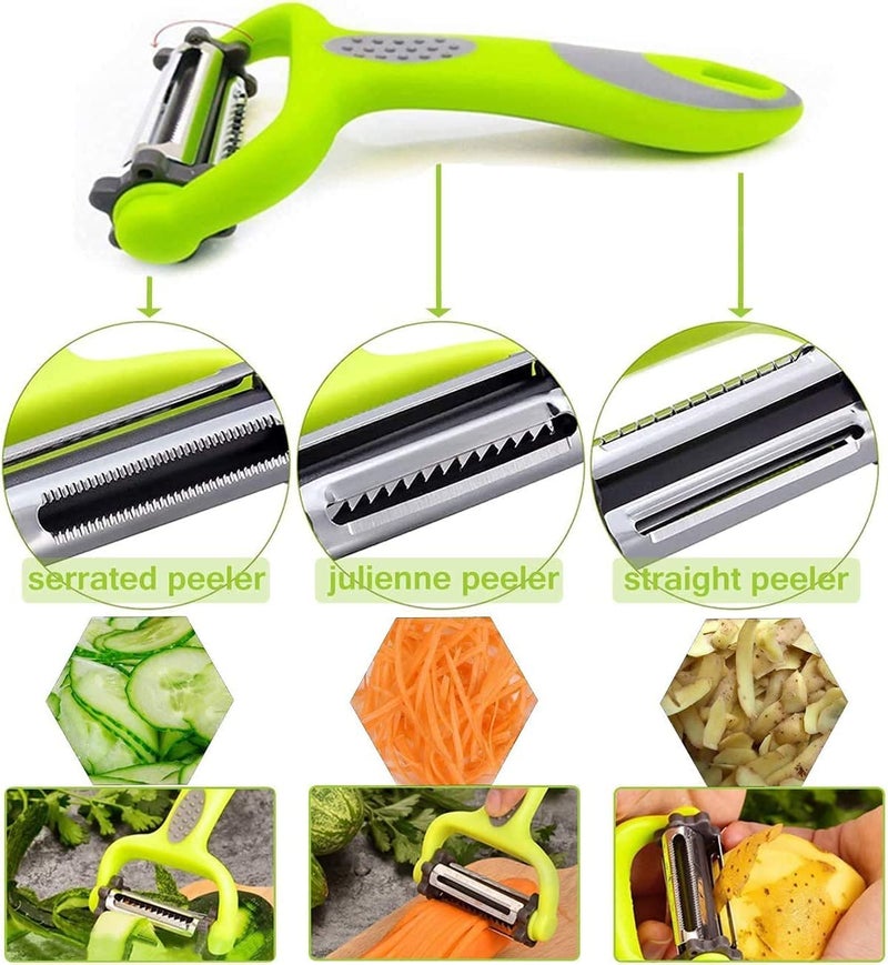 we3 3-in-1 Multifunctional Veggie and Fruit Peelers for Kitchen(Y Peeler,Slice Peeler&Julienne Peeler),Premium Stainless Steel Peelers for Veggie,Carrot,Fruit etc. - Image 5