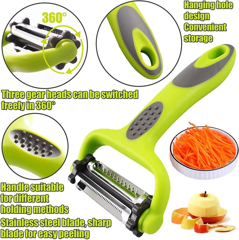 we3 3-in-1 Multifunctional Veggie and Fruit Peelers for Kitchen(Y Peeler,Slice Peeler&Julienne Peeler),Premium Stainless Steel Peelers for Veggie,Carrot,Fruit etc. - Image 3