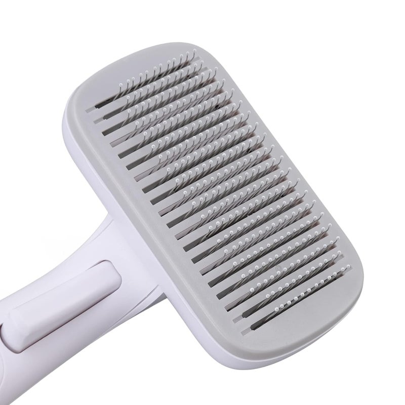 VEDARA Self Cleaning Pet Brush, Fast Hair Removal Comfortable Grip Time Saving Pet Slicker Brush Multifunctional for Home for Dogs (Steel Wire Rubber Head Gray) - Image 2