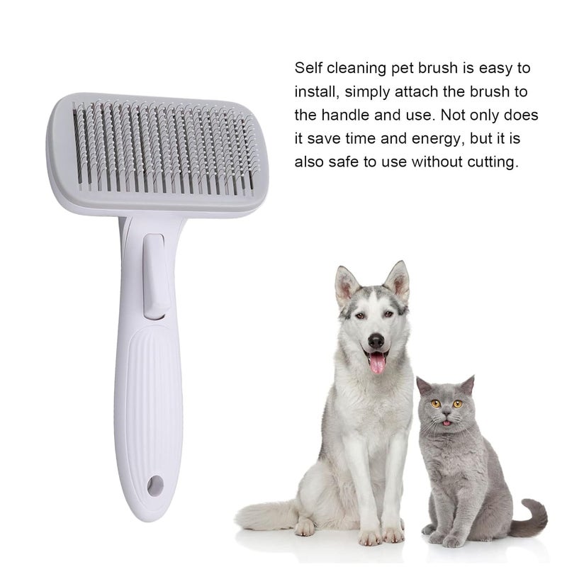VEDARA Self Cleaning Pet Brush, Fast Hair Removal Comfortable Grip Time Saving Pet Slicker Brush Multifunctional for Home for Dogs (Steel Wire Rubber Head Gray) - Image 5