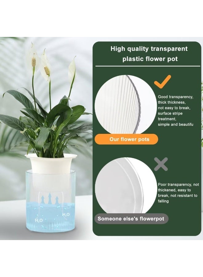 PTTIMFFM 2-Pack Clear Self-Watering Flower Pots with Wick System, Transparent Decorative Planters for Indoor & Outdoor Plants - Image 5