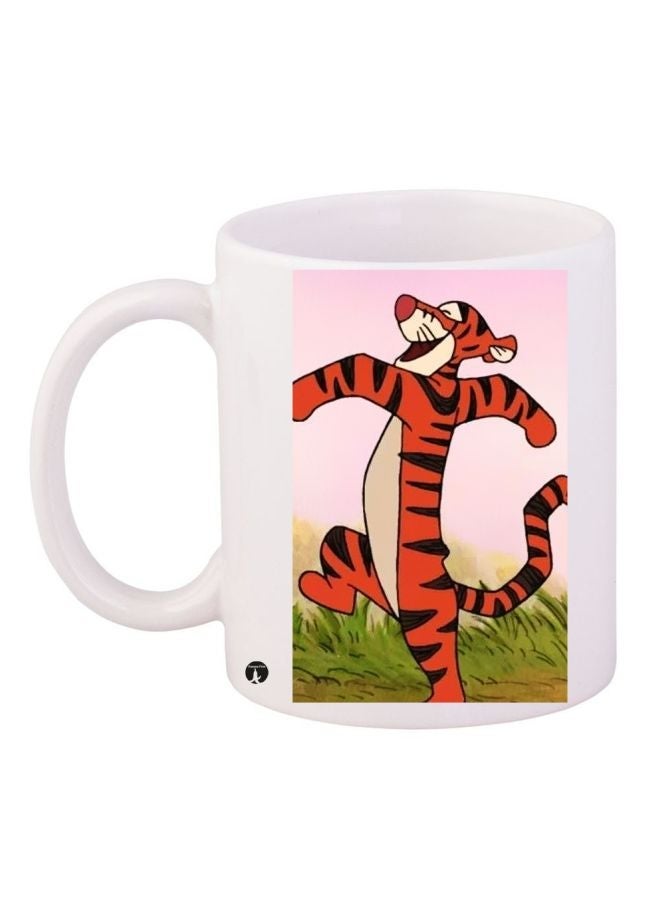 RYN Winnie The Pooh Tiger Printed Coffee Mug White/Orange/Green 11ounce