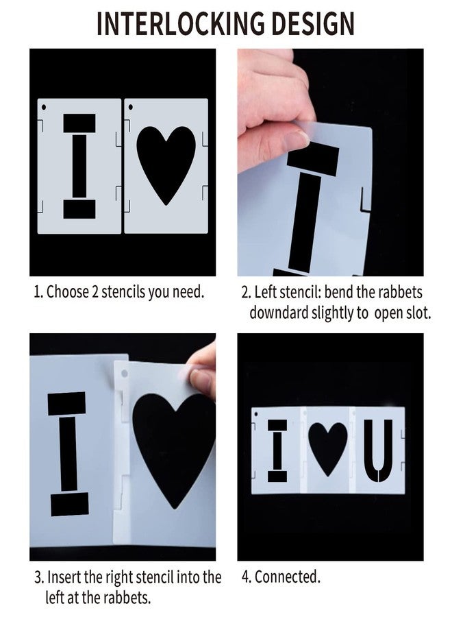 eageus 2 Inch Letter Stencils Symbol Numbers Stencil, 68 Pcs Reusable Alphabet Art Craft Templates Interlocking Stencils Kit for Painting on Wood, Wall, Glass, Fabric, Rock, Canvas, Chalkboard, Sign（2Inch） - Image 5