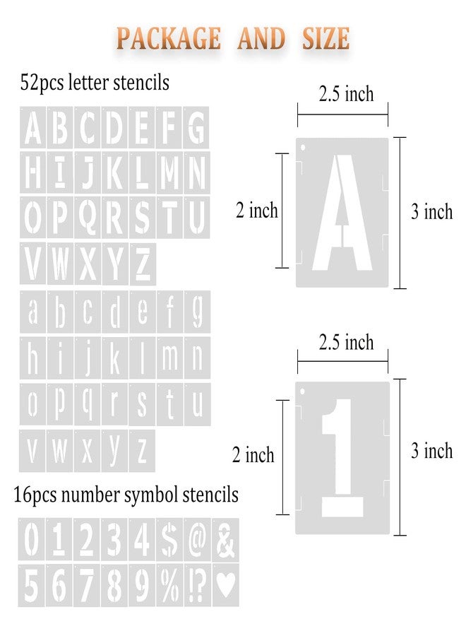 eageus 2 Inch Letter Stencils Symbol Numbers Stencil, 68 Pcs Reusable Alphabet Art Craft Templates Interlocking Stencils Kit for Painting on Wood, Wall, Glass, Fabric, Rock, Canvas, Chalkboard, Sign（2Inch） - Image 2