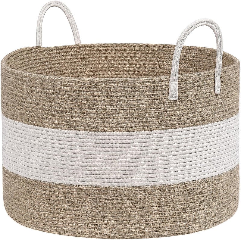 HiChen Large Wicker Laundry Basket, 83L Woven Storage Basket for Blankets Living Room, Extra Large Laundry Hamper for Clothes, Shoes, Jute Boho Basket, Large Bin, 21.7 x 13.8 inches - Image 1