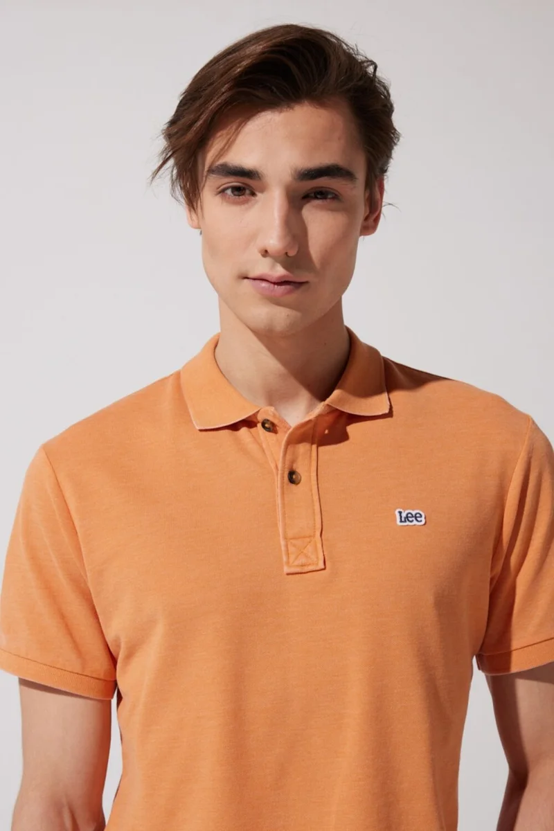 لي Regular Fit Normal Cut Polo Neck Orange T-Shirt