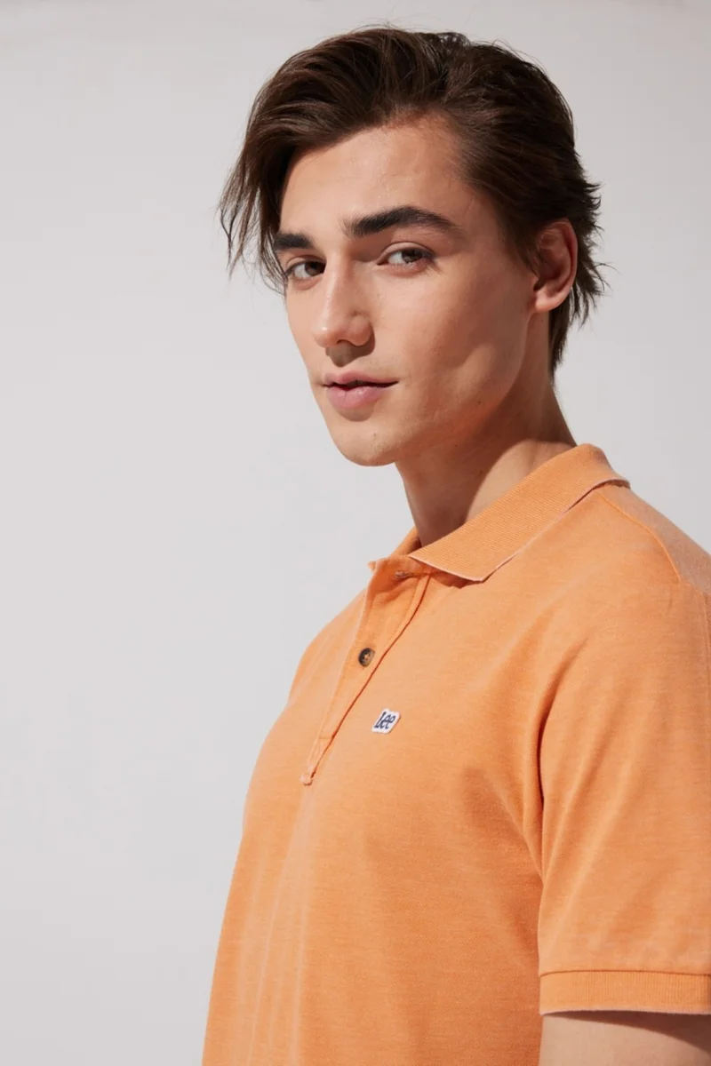 لي Regular Fit Normal Cut Polo Neck Orange T-Shirt