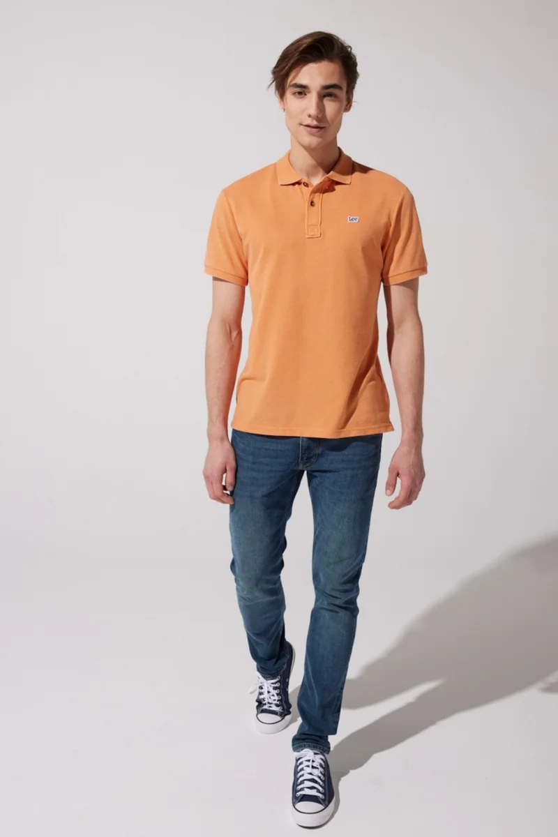 لي Regular Fit Normal Cut Polo Neck Orange T-Shirt