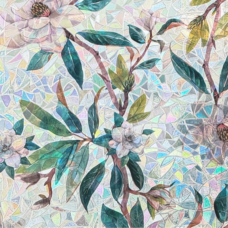 ADD.HERES Window Privacy Film,Colorful Floral Window Stickers,Removable DIY Bouquet Static Clings, Decals for Home School Office Party Supplies,â€ŒFirst Snow Magnoliaï¼Œ17.5 x 78.7 in - Image 3