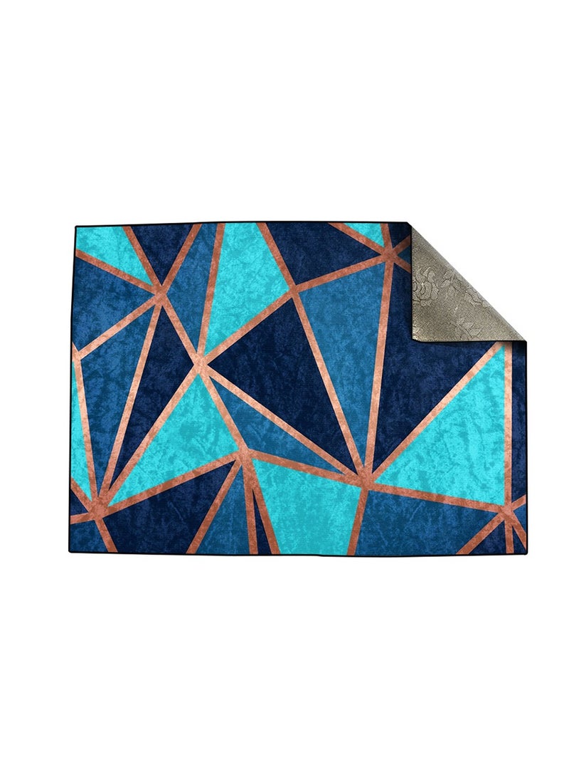 RIZARIES Teal Metallic Bundle of 9 ( 6 covers with fillings, 1 Wall Clock, 1 Rug 5.25x5.22ft, 1 Sofa Throw)  - Image 4
