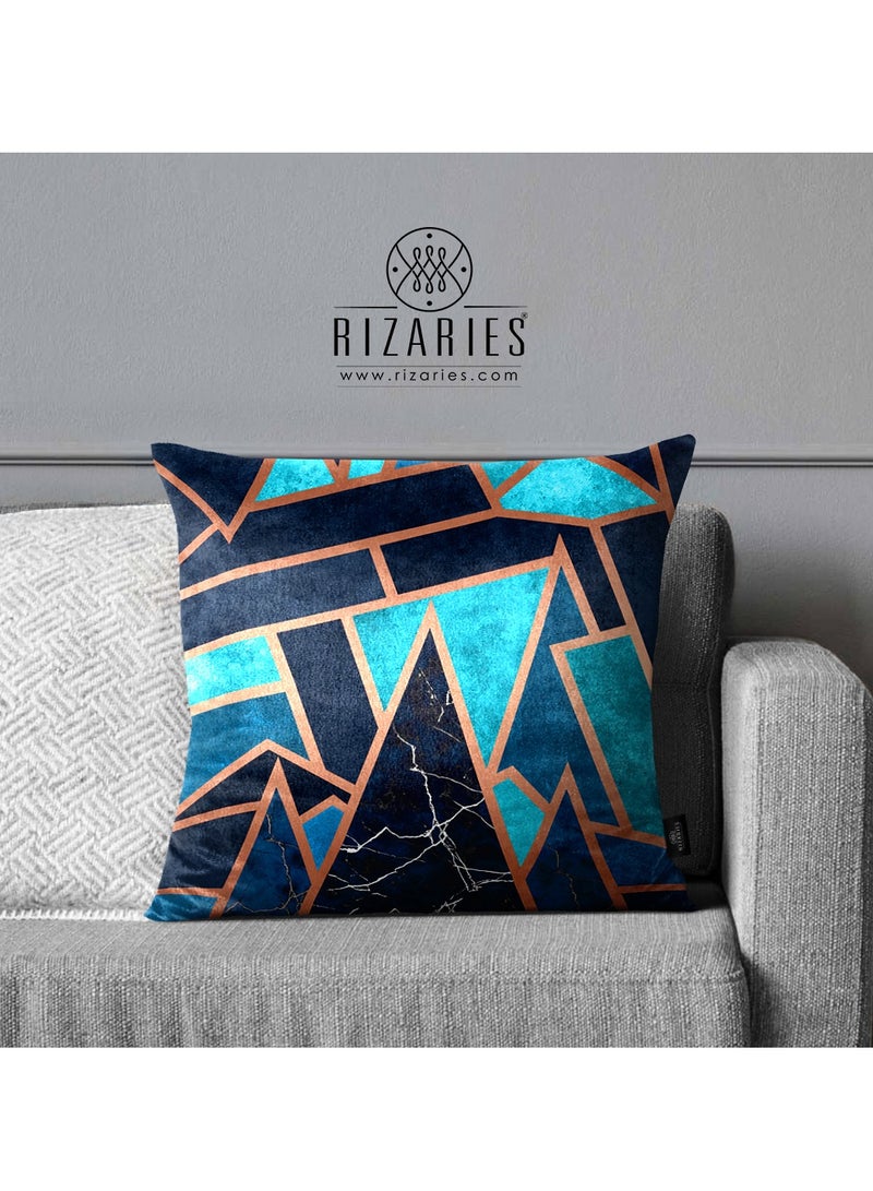RIZARIES Teal Metallic Bundle of 9 ( 6 covers with fillings, 1 Wall Clock, 1 Rug 5.25x5.22ft, 1 Sofa Throw)  - Image 5